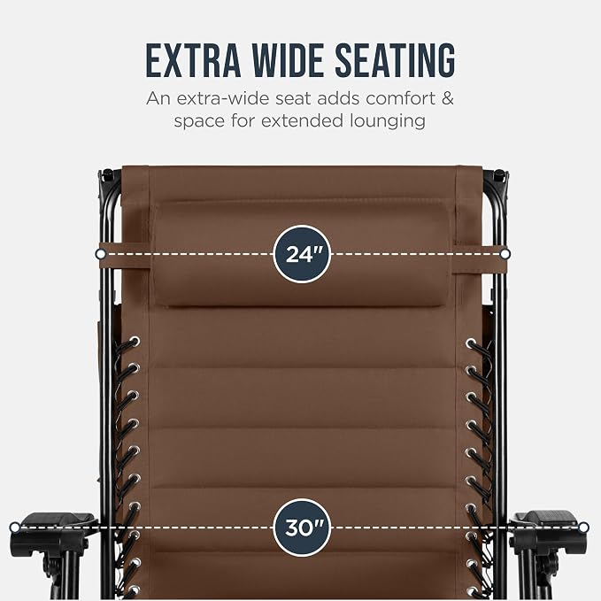 Best Choice Products Oversized Padded Zero Gravity Chair w/Canopy Headrest Cup - Image 5