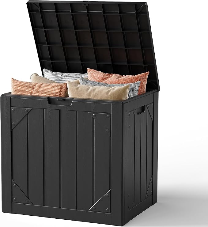 Outdoor Storage Box, 31 Gallon Lockable Waterproof Deck Storage Box, Yard by FoldingFurniture