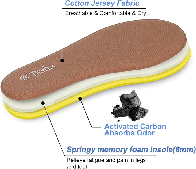 2 Pair -Shoe Inserts for Mens Memory Foam Insoles,Replacement Insoles for Work Boots Running Shoes, Cushion Shock Absorbing for Foot Pain Relief, Comfort Breathable Inner Soles Brown 44EU,US11