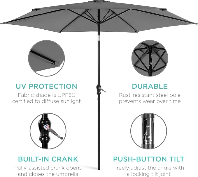 Best Choice Products 10ft Outdoor Patio Umbrella, Outdoor Table Umbrella - Image 5