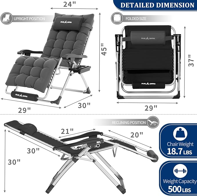 UDPATIO Oversized Zero Gravity Chair Patio Reclining Chairs - Image 3