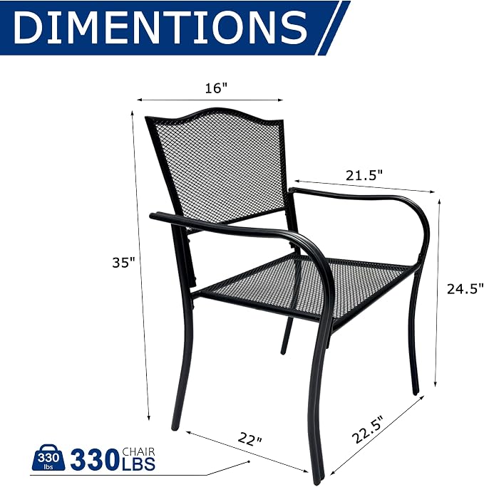 Patio Dining Chairs Set of 8, Metal Mesh Patio Furniture Set - Image 2