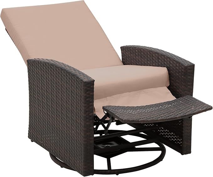 Outsunny Outdoor Wicker Swivel Recliner Chair, by Outsunny
