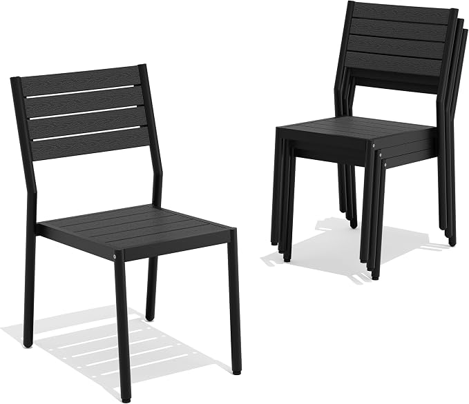 Pellebant Stackable Outdoor Patio Dining Chairs Set of 4 | Aluminum Armless by Pellebant