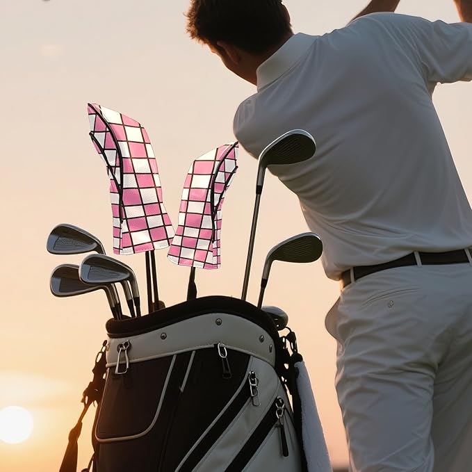Golf Club Head Cover Brown Western Cow Print Golf Club Covers for Driver & Fairway Wood, Waterproof Leather Driver Headcovers Fairway Wood Cover for Women & Men