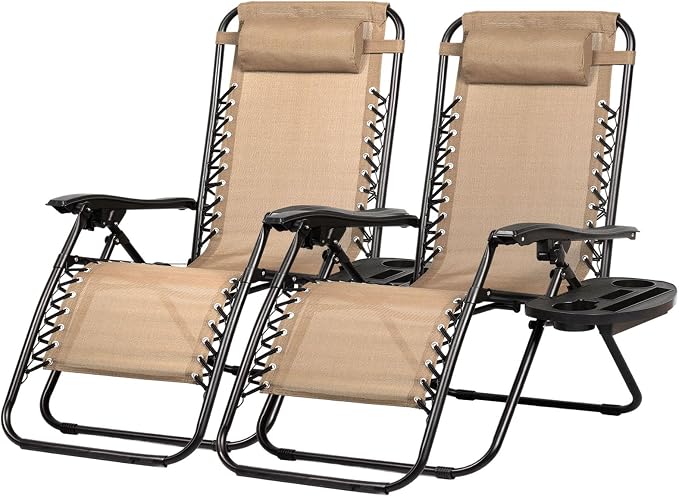 Nazhura Set of 2 Relaxing Recliners Patio Chairs Adjustable Steel Mesh Zero by NazhuraGoodCompanionAtHome