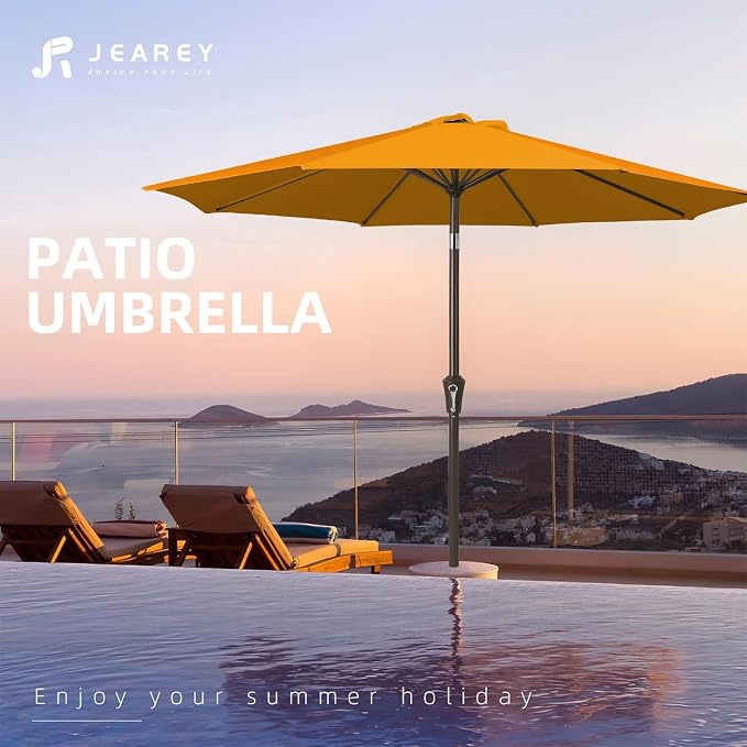 JEAREY 9FT Outdoor Patio Umbrella, Market Umbrella, Sun Orange | Outdoor Table - Image 7