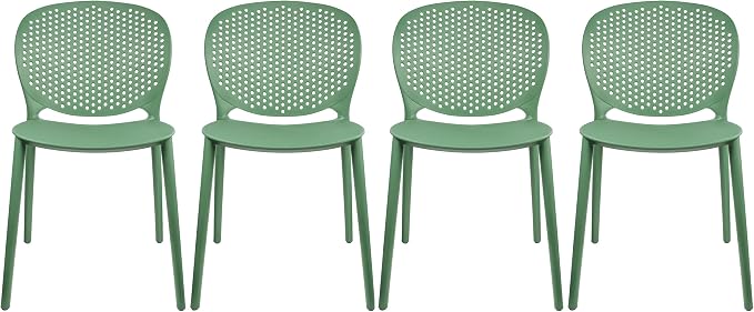 2xhome Set of 4 Patio Dining Chairs | Modern Stackable Outdoor Pool Side Chair by 2xhome
