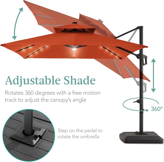 Best Choice Products 10x10ft Cantilever Patio Umbrella w/Base Included - Image 4