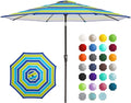 JEAREY 9FT Outdoor Patio Umbrella, Bold Blue & Green Stripe | Outdoor Table by JEAREYOutdoorsCollection