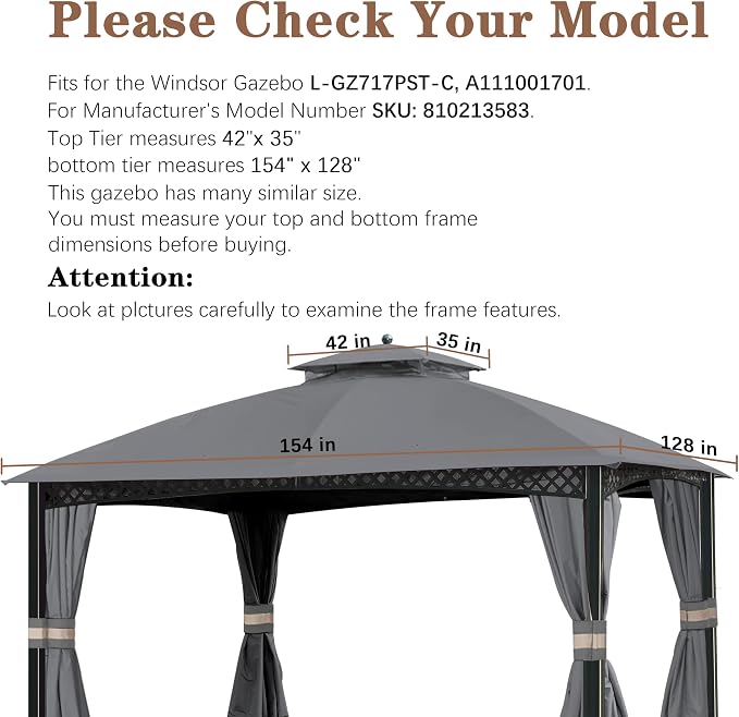 SCOCANOPY Gary Replacement Top for 10X12Ft Oakmont Gazebo L-GZ1188PST-A - Image 2