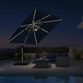 PURPLE LEAF Cantilever Umbrella 9' X 9' Solar LED Light Patio Deck, Stays bright by PURPLELEAF