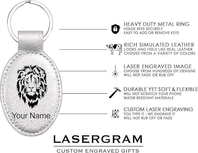 LaserGram Oval Keychain, Golfer Golfing, Personalized Engraving Included (Silver)
