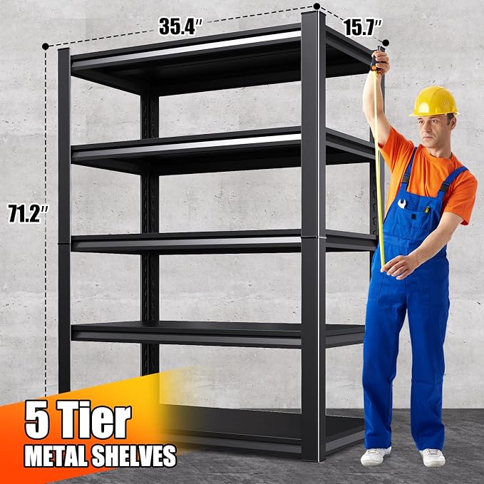 71.2''H Storage Shelves, Garage Shelving, Adjustable Heavy Duty Shelving Unit - Image 2