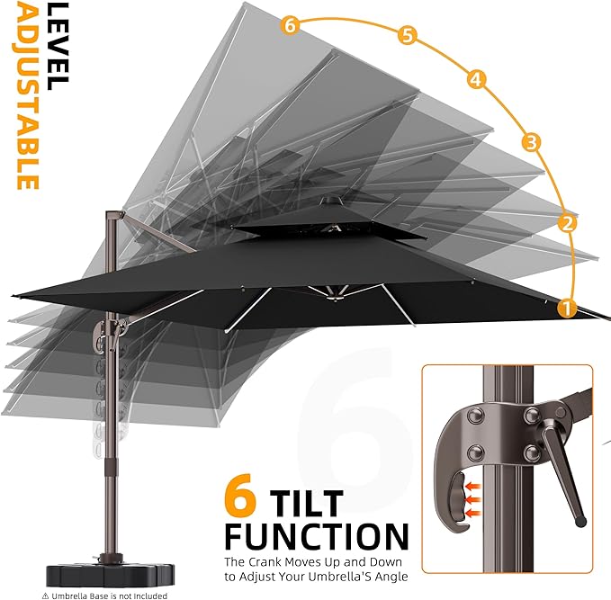 10' X 13' Outdoor Patio Umbrella Large Rectangle Cantilever Umbrella Heavy Duty - Image 6