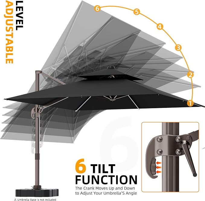 10' X 13' Outdoor Patio Umbrella Large Rectangle Cantilever Umbrella - Image 5