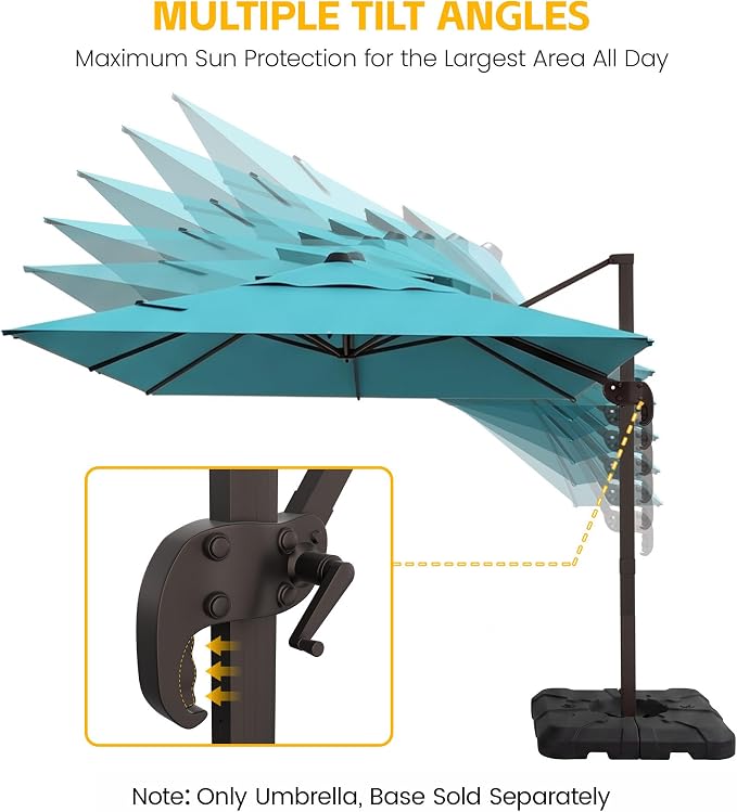 9x12 FT Patio Cantilever Umbrella, Rectangular Heavy Duty Offset Umbrella - Image 3