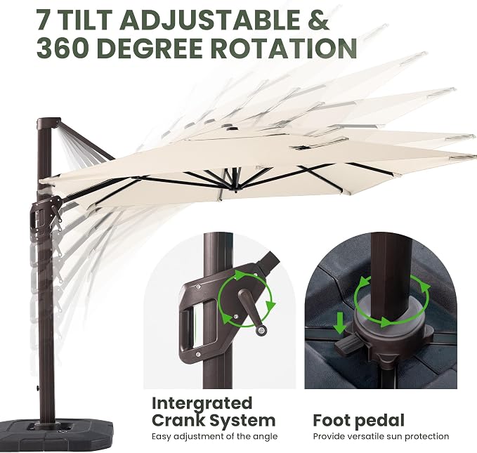 9' X 12' Cantilever Patio Outdoor Umbrella - Image 4