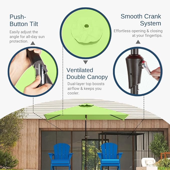 6.5' x 10' Rectangular Patio Umbrella Large Outdoor Market Umbrella w/UV - Image 3
