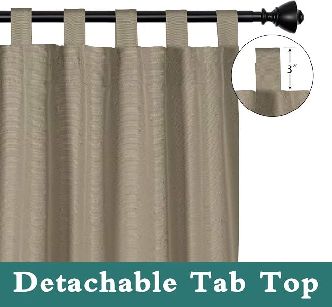 LORDTEX Indoor/Outdoor Curtains Waterproof Tab Top Patio Curtains | Sun - Image 3