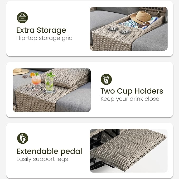 Oversized Wicker Outdoor Recliner Lovseat - Image 8