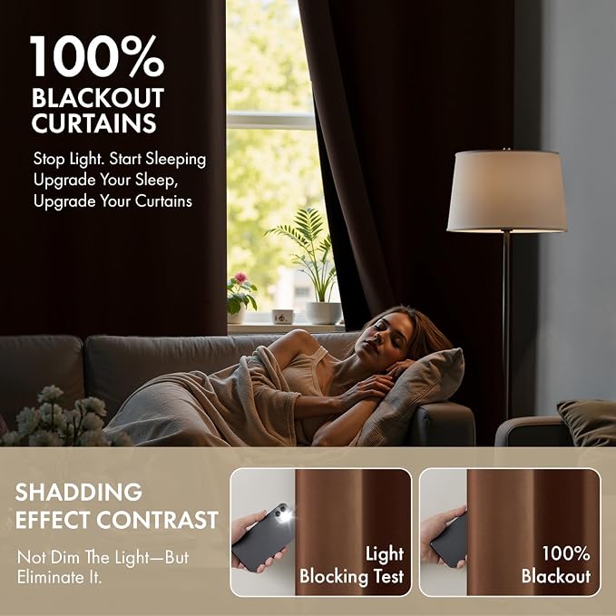 MIULEE Mocha Brown 100% Blackout - Image 2