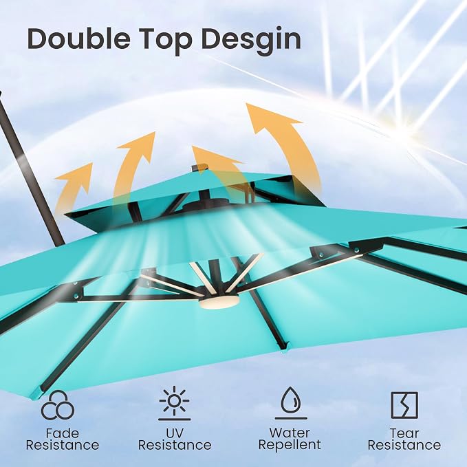 9x12 FT Outdoor Cantilever Patio Umbrella - Image 4