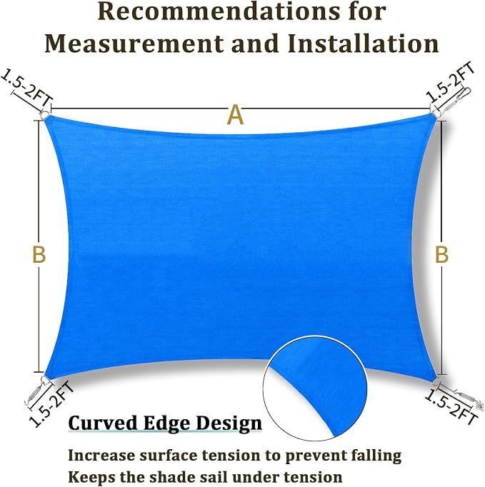 Shade&Beyond 6'x9' Sun Shade Sail Canopy Rectangle, UV Block Breathable Curved - Image 5