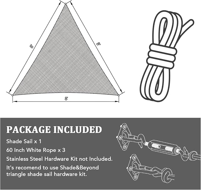 Shade&Beyond Custom Sun Shade Sail 5'x5'x5' Triangle Sun Sail Shades Patio UV - Image 7