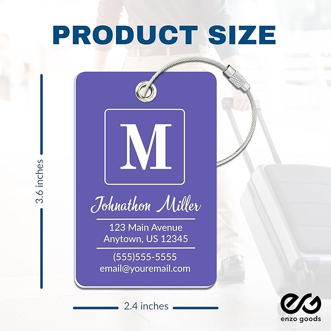 Personalized Luggage Tag | Custom Luggage Tags for Suitcases | Kids Backpack Tag | 10 Color Options & Choose Font, Font Color