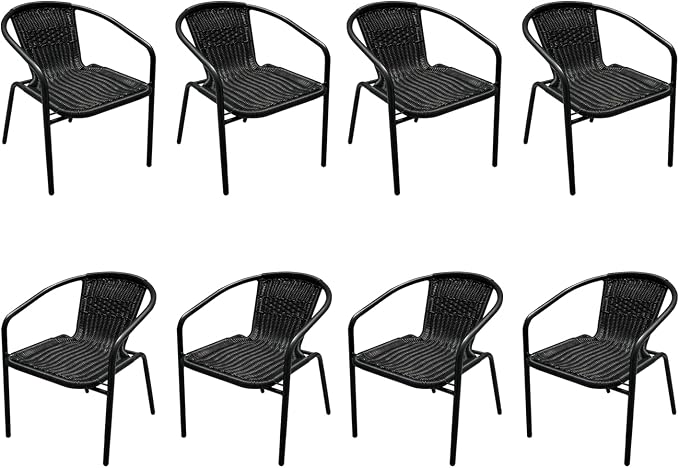 8 Stackable Wicker Patio Chairs, Weather-Resistant Outdoor Seating by Home