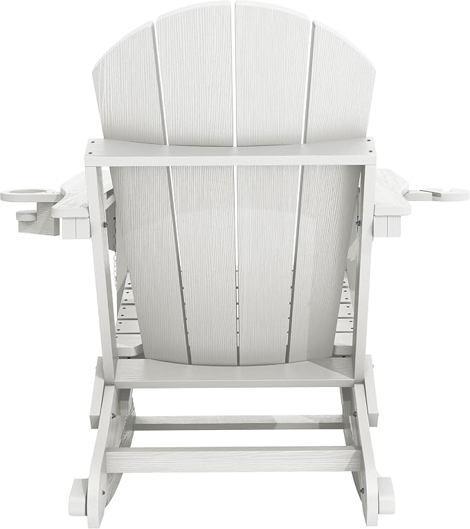 Adirondack Rocking Chair with Ottoman and Cup Holders | HDPE Porch Rocker - Image 9