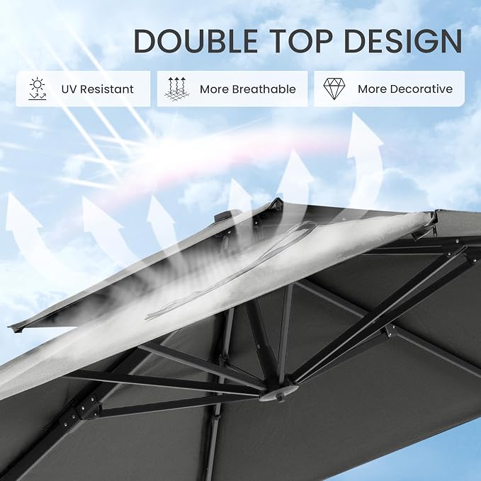 10x10 FT Outdoor Cantilever Patio Umbrella - Image 4