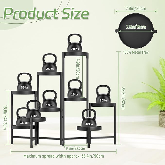 iDavosic.ly Plant Stand Indoor Outdoor, 9 Tier Metal Corner Shelf, Folding - Image 2