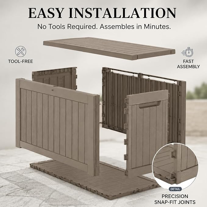 180 Gallon Outdoor Storage Box Resin Deck Box All Weather Waterproof Large - Image 5
