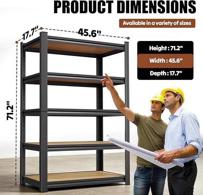 71.2''H Storage Shelves, 2500lbs Garage Shelving, Adjustable Heavy Duty - Image 2