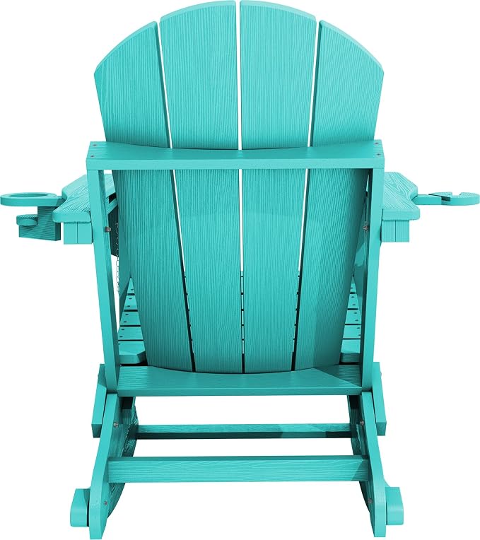 Adirondack Rocking Chair with Ottoman and Cup Holders | HDPE Porch Rocker - Image 10