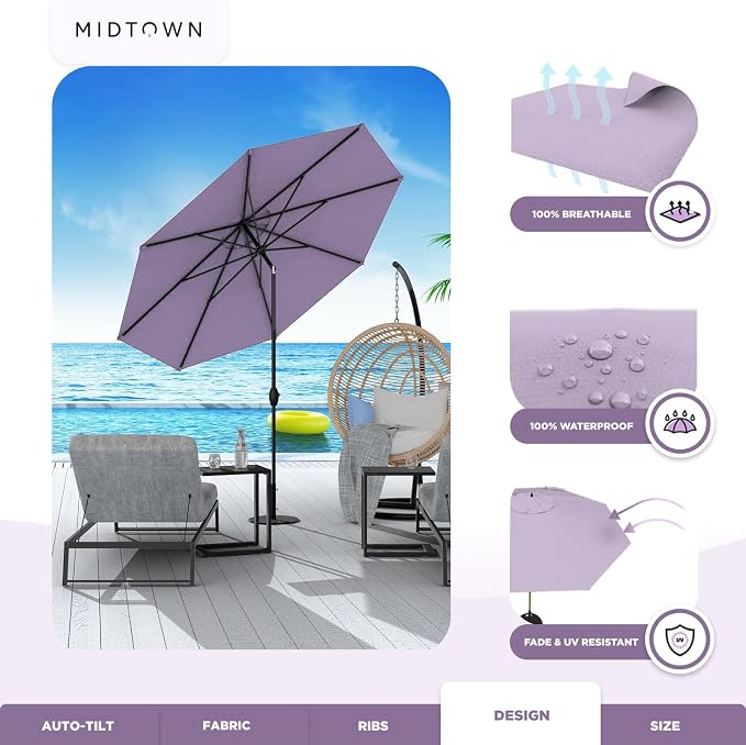 Midtown Umbrellas 10-Year-No-Fade - 8 Ft - UV Proof Purple Polyester Fabric - - Image 5