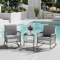 DECMICO 3-Piece Grey Wicker Rocking Chair Set, Outdoor Patio Furniture | Modern by DECMICO