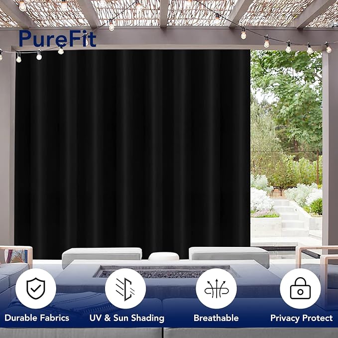 PureFit Outdoor Curtains for Patio Waterproof Weatherproof Outside Curtains | - Image 3