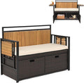 Outdoor Storage Bench, Outside Cushioned Loveseat Seating by TOOLSEMPRE