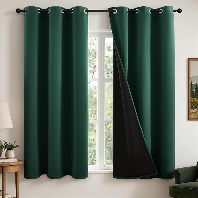 MIULEE Hunter Green 100% Blackout Curtains by MIULEE