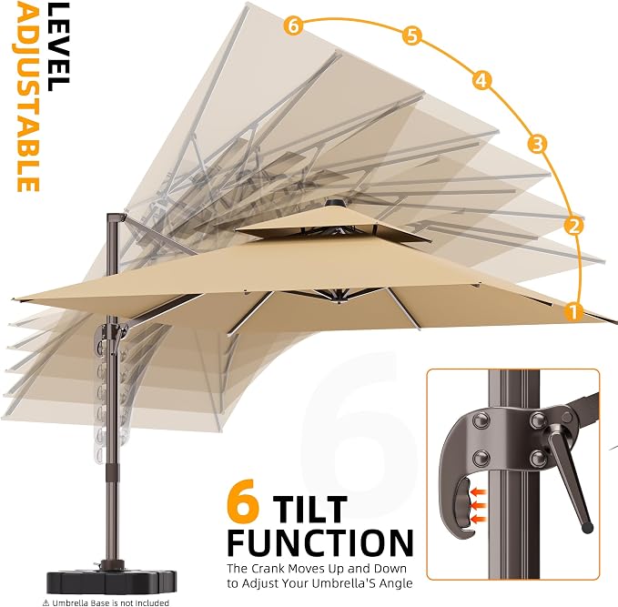 10' X 13' Outdoor Patio Umbrella Large Rectangle Cantilever Umbrella Heavy Duty - Image 7