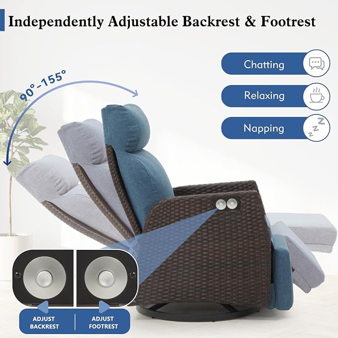 Patio Swivel Rattan Recliner - Image 4