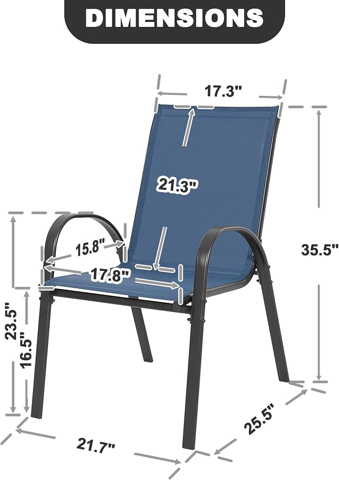 NUU GARDEN Patio Dining Chairs Set of 4, Stackable Outdoor Textilene Chairs - Image 3