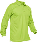 MAGCOMSEN Men's Polo Shirts 3 Button Quick Dry Performance Long Sleeve Tactical Shirts Pique Jersey Golf Shirt