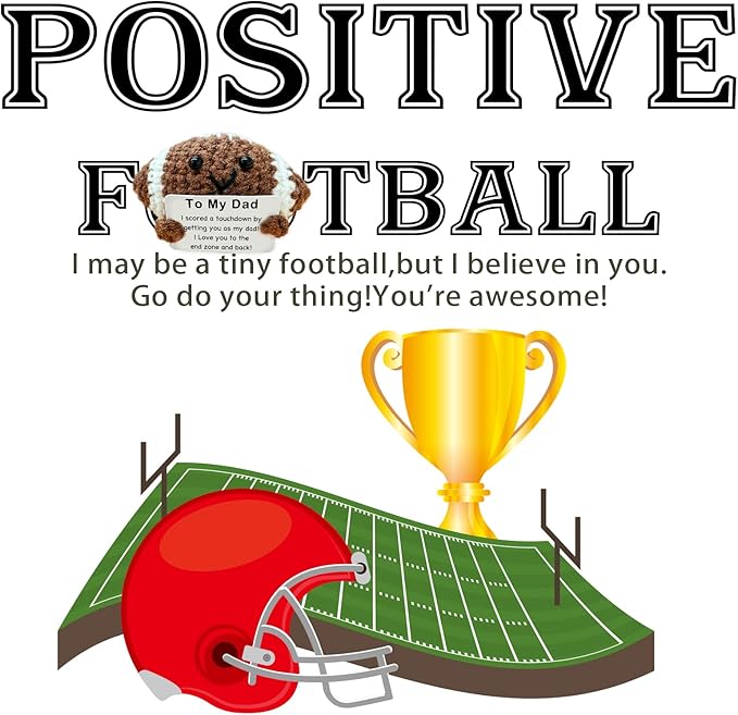 Mini Handmade Crochet Football Birthday Gift for Dad, Emotional Support Football Son Daughter Gift for Dad, I Love You Decor for Father
