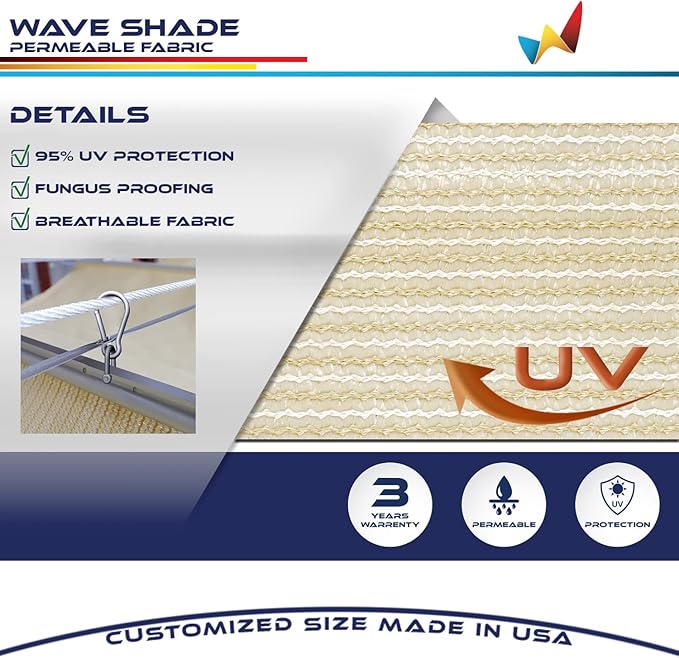 Windscreen4less 3' x 5' Retractable Sun Shade Canopy Cover Sliding Wave Shade - Image 3