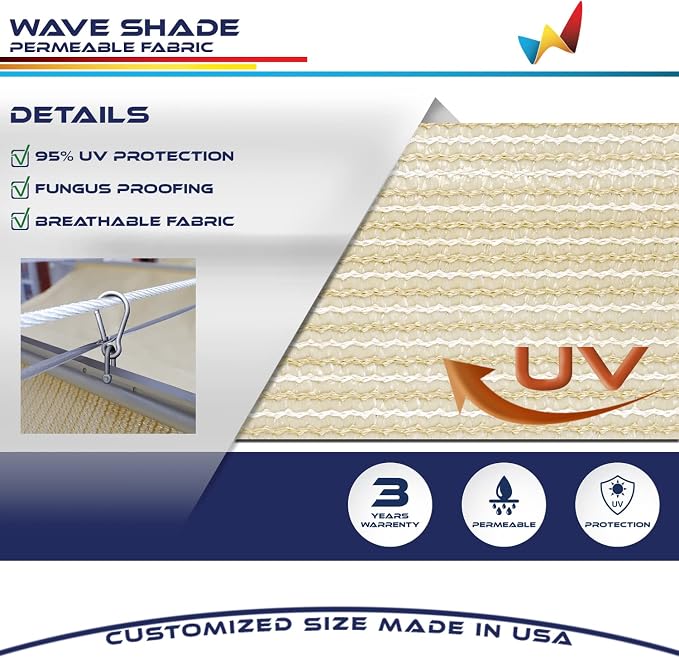Windscreen4less 4' x 6' Retractable Sun Shade Canopy Cover Sliding Wave Shade - Image 3