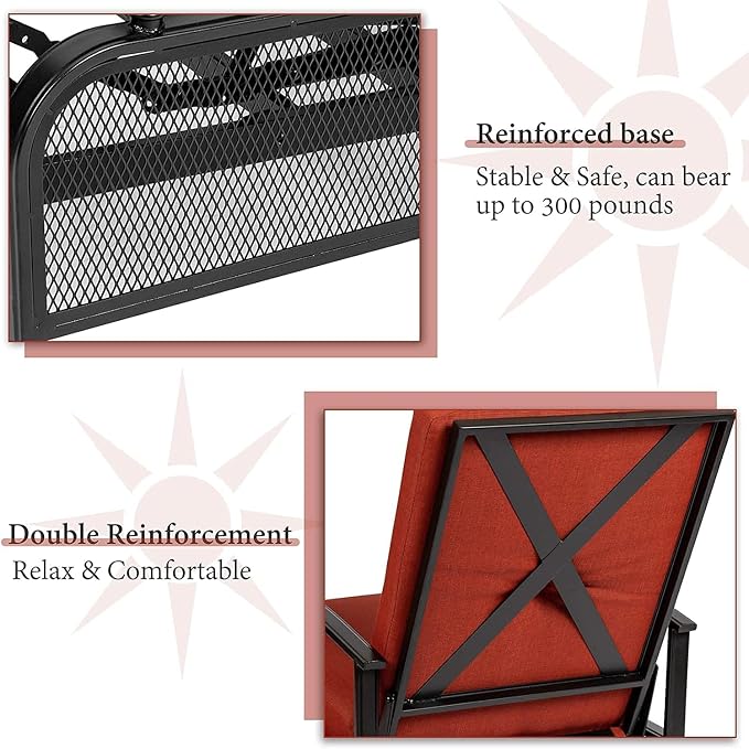 SUNCROWN Outdoor Recliner Chair Patio Adjustable Relaxing Chairs Outdoor Metal - Image 8